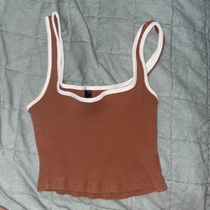 SHEIN brown and white crop top size small